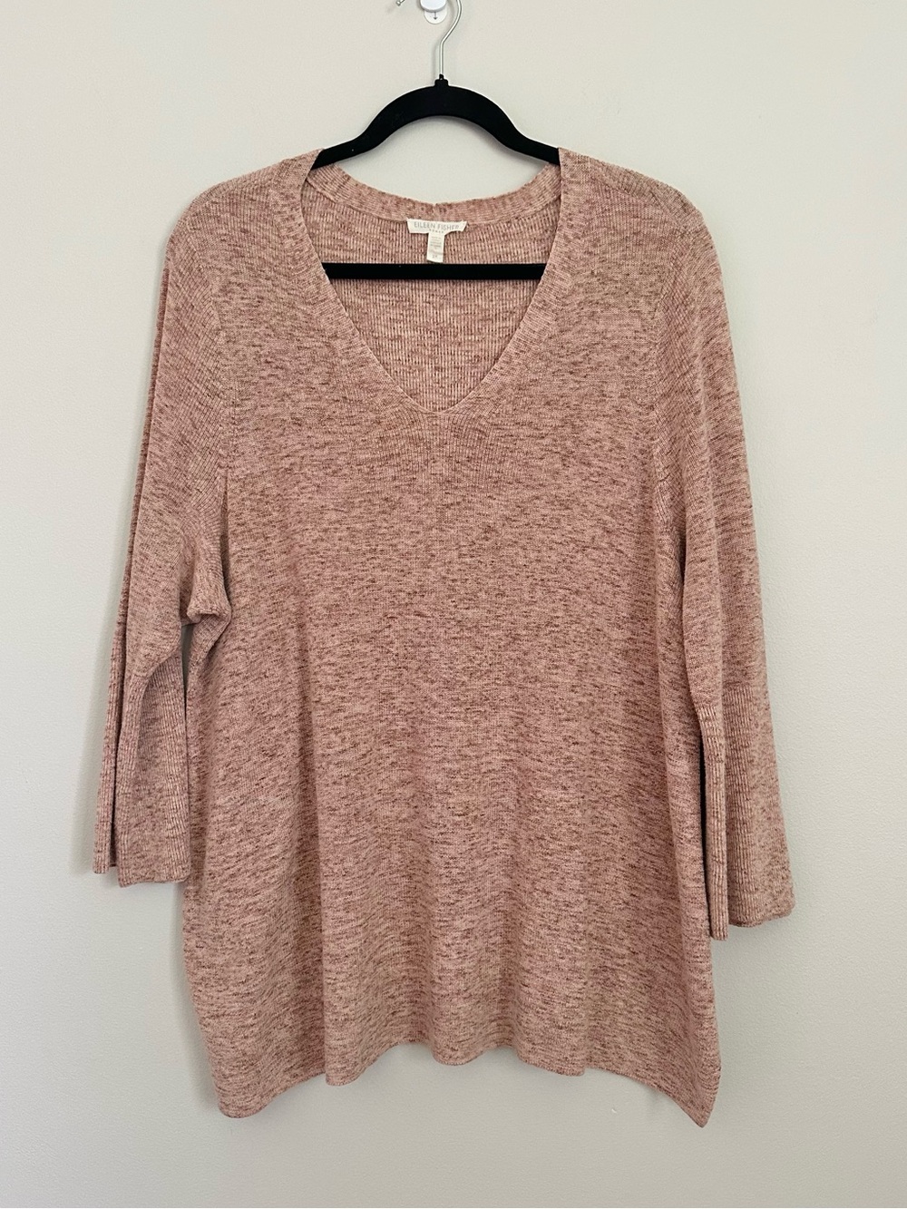 Eileen Fisher Organic Cotton Pink Marled Tunic Sweater 2X Oversized Casual Layer